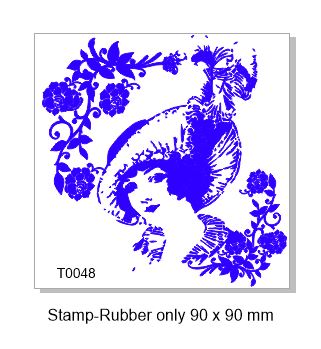 Vintage Lady stamp ,90 x 90 MM, Rubber only