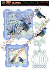 Vintage blue birds card blue & insert 2